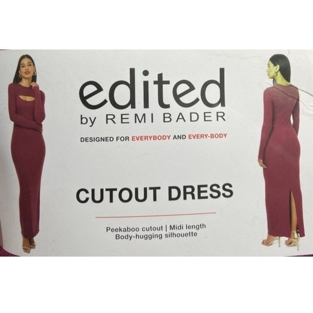 Edited by Remi Bader Burgundy Ribbed Cutout Maxi Dress Women's XL NWT - Picture 11 of 15